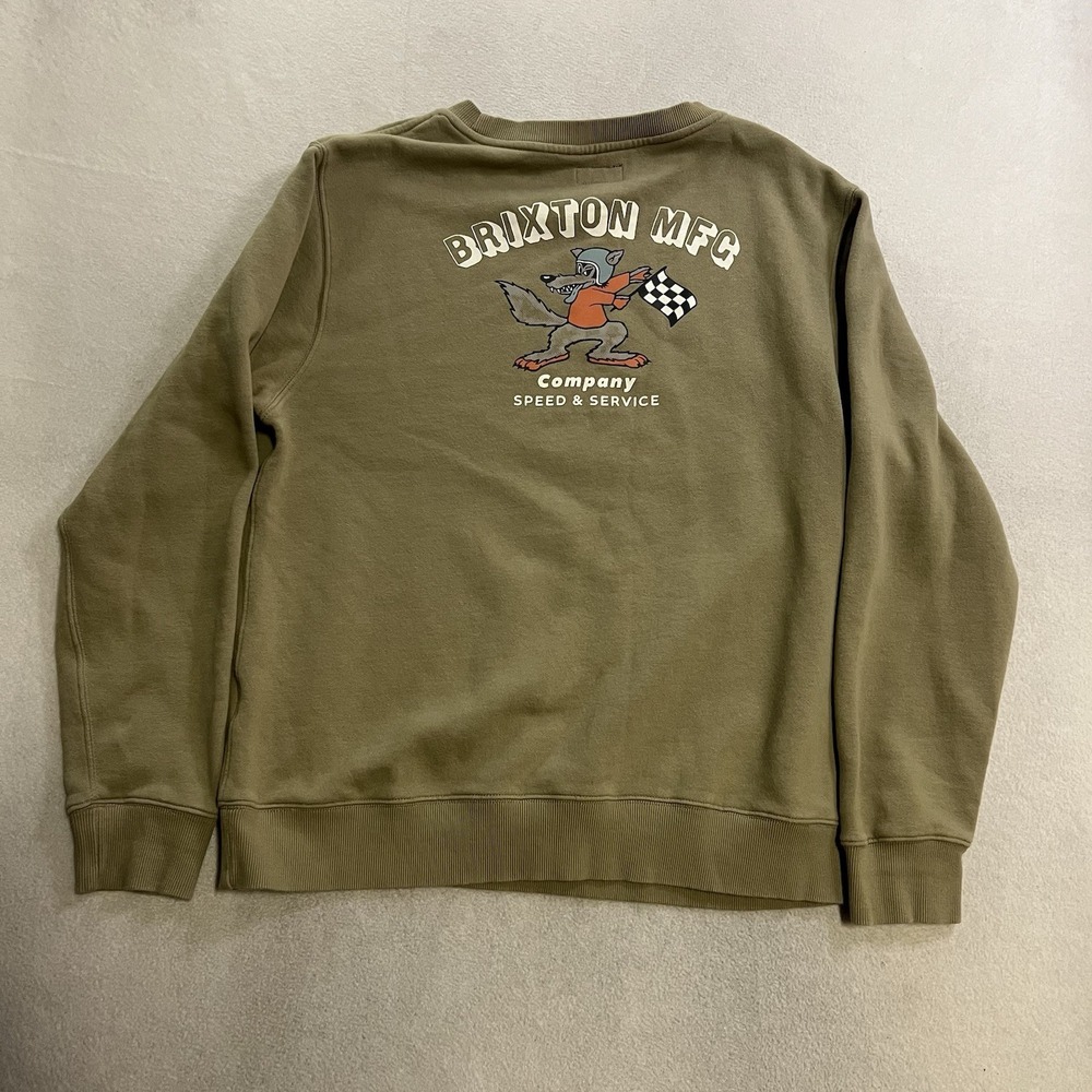 Brixton Sweatshirt Men's Medium Olive Speed And Service Crew Neck Long Sleeve